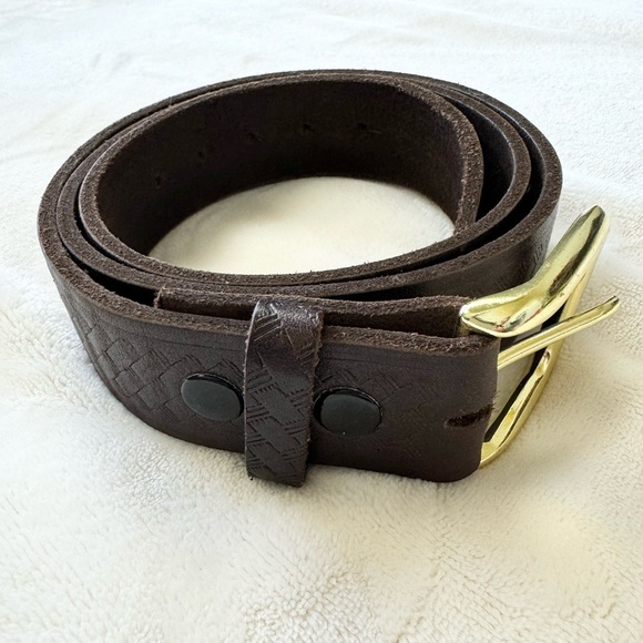 Amish Handcrafted Western Embossed Basket Weave Leather Belt Made in USA Sz 36 - Picture 5 of 10
